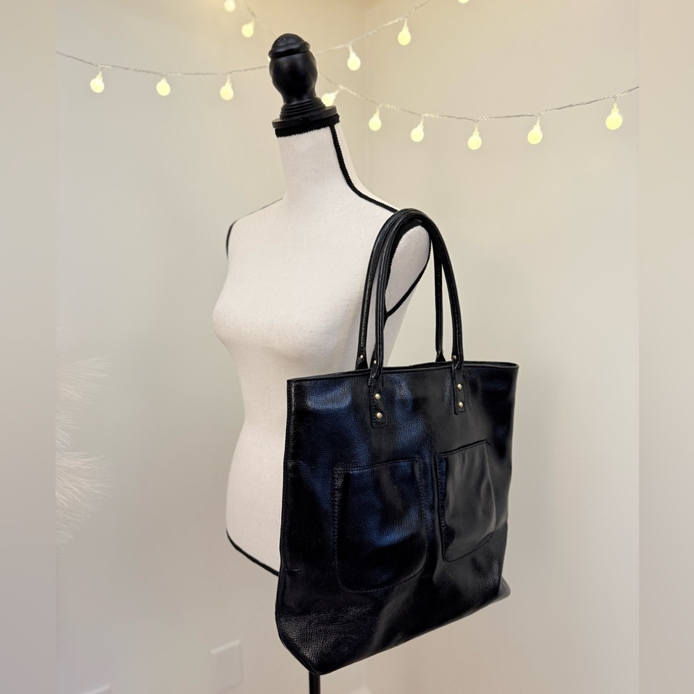 🌾 J. Crew Black‎ Leather Tote Bag